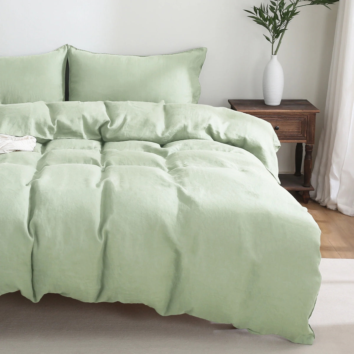 2026 New100% Pure Linen Duvet Cover with Button Closure and Corner Ties Soft & Breathable - Natural Full/Queen