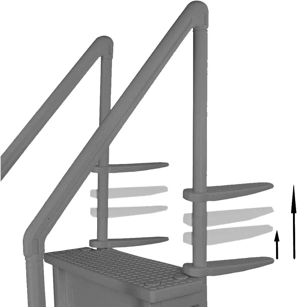 2026 NewNon-slip pool entrance steps | Gray | Suitable for above-ground pools | Can be installed on patios with a height of 122 to 137 cm | Maximum load capacity 136 kg