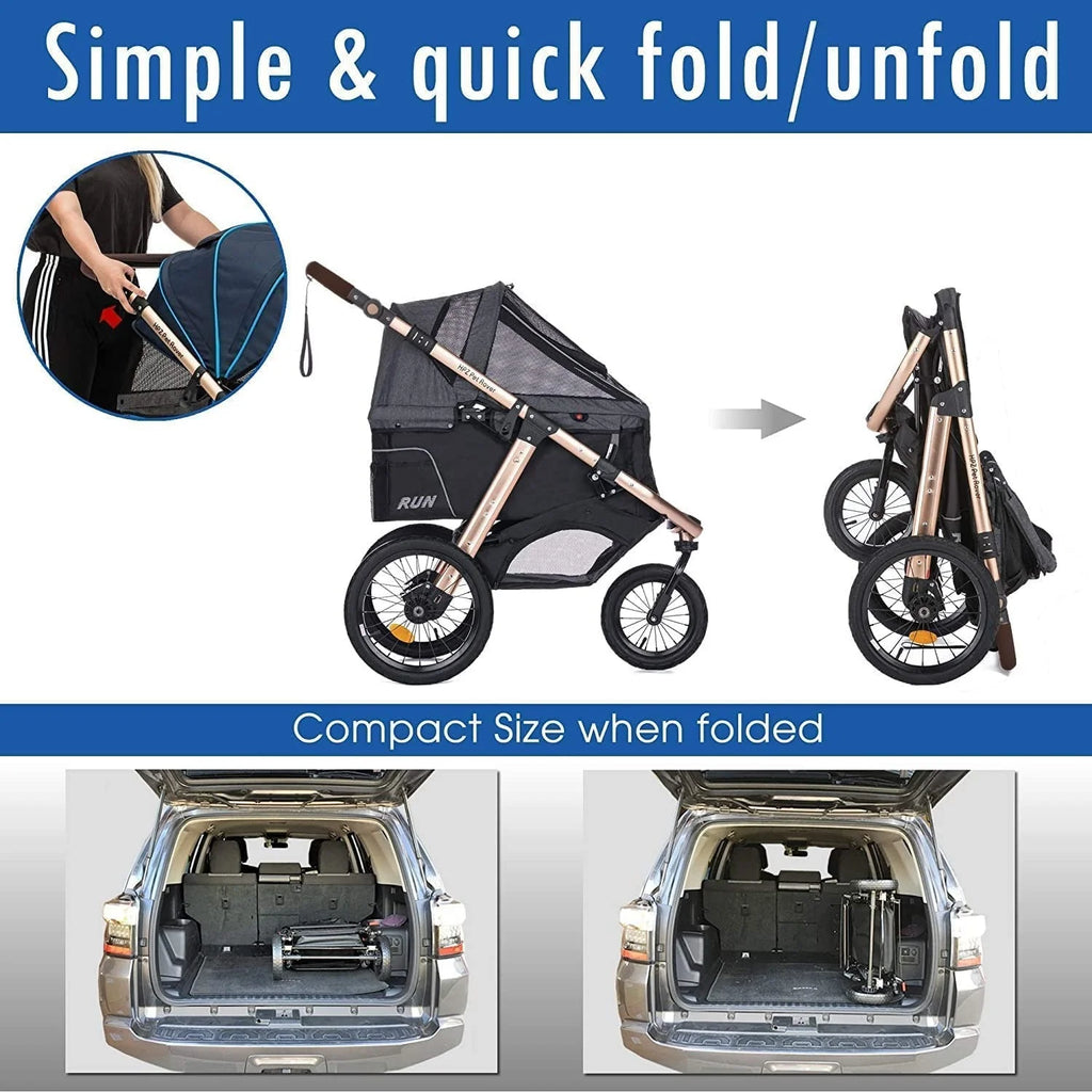 2026 NewJogging Sports Stroller with Comfort Rubber Wheels/Zipper-Less Entry/1-Hand Quick Fold/Aluminum Frame for Small/Medium Dogs, Cats and Pets (Green Camo)