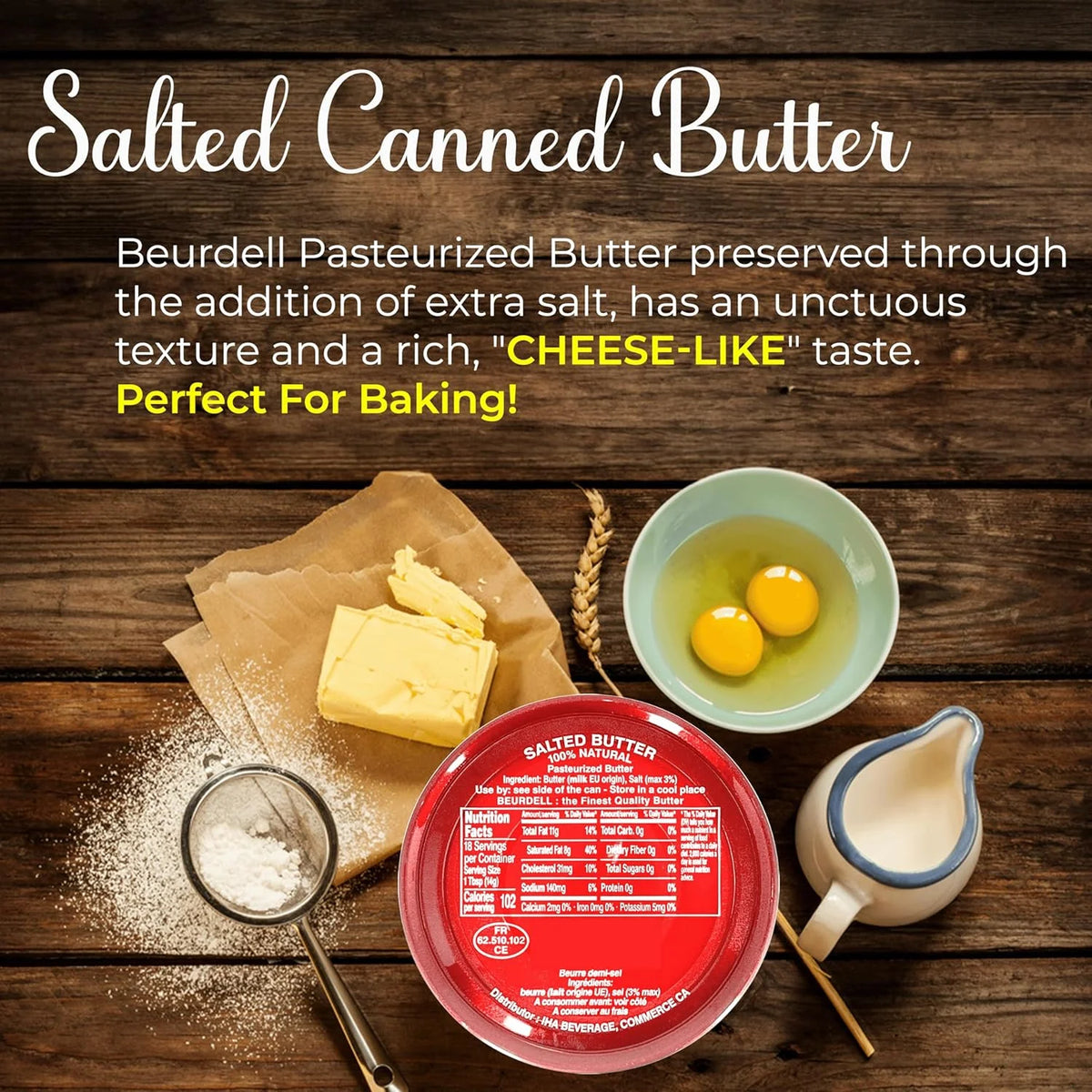 2026 NewBeurdell Canned French Butter �C 100% Natural Salted Pasteurized Real Butter | Long Shelf Life Emergency Survival Food | Great for Cooking, Baking, RV & Camping | Pull Top Lid | Pack of 24 | France