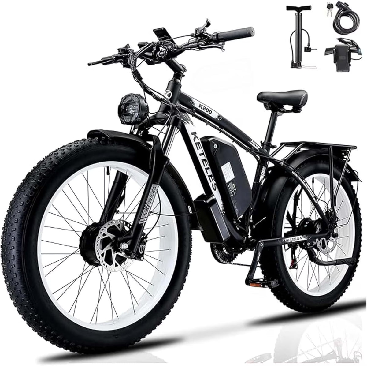 2026 NewKETELES Electric Bike for Adults, Peak 4000W Dual Motor Ebike��26" Fat Tire Electric Mountain bike,  48V 23AH Removable Battery UL 2849.