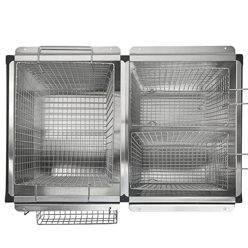 2026 NewBarton High-Pressure Deep Fryer Triple Basket Dual Burner Stainless Steel Cooker Fryer Black