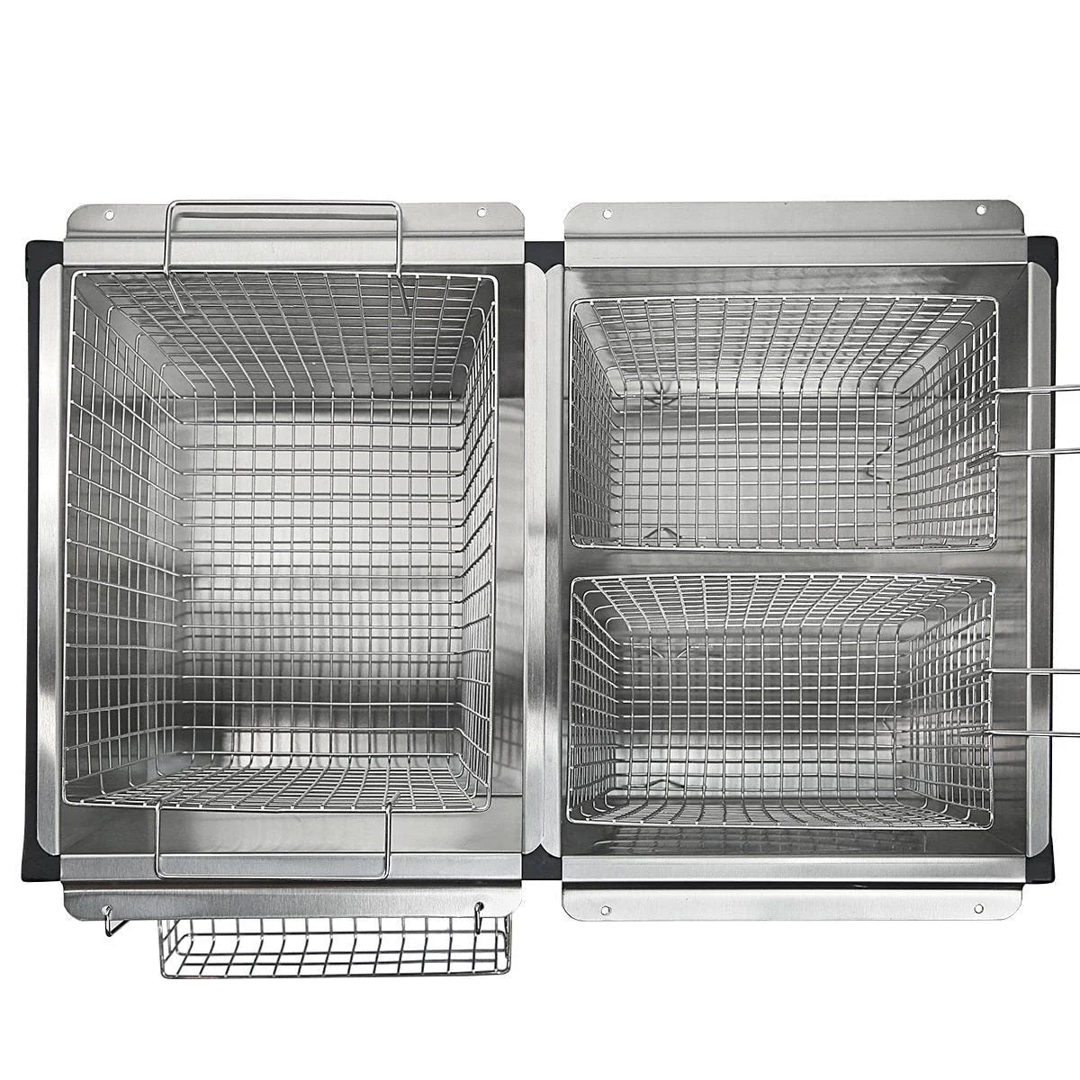 2026 NewBarton High-Pressure Deep Fryer Triple Basket Dual Burner Stainless Steel Cooker Fryer Black