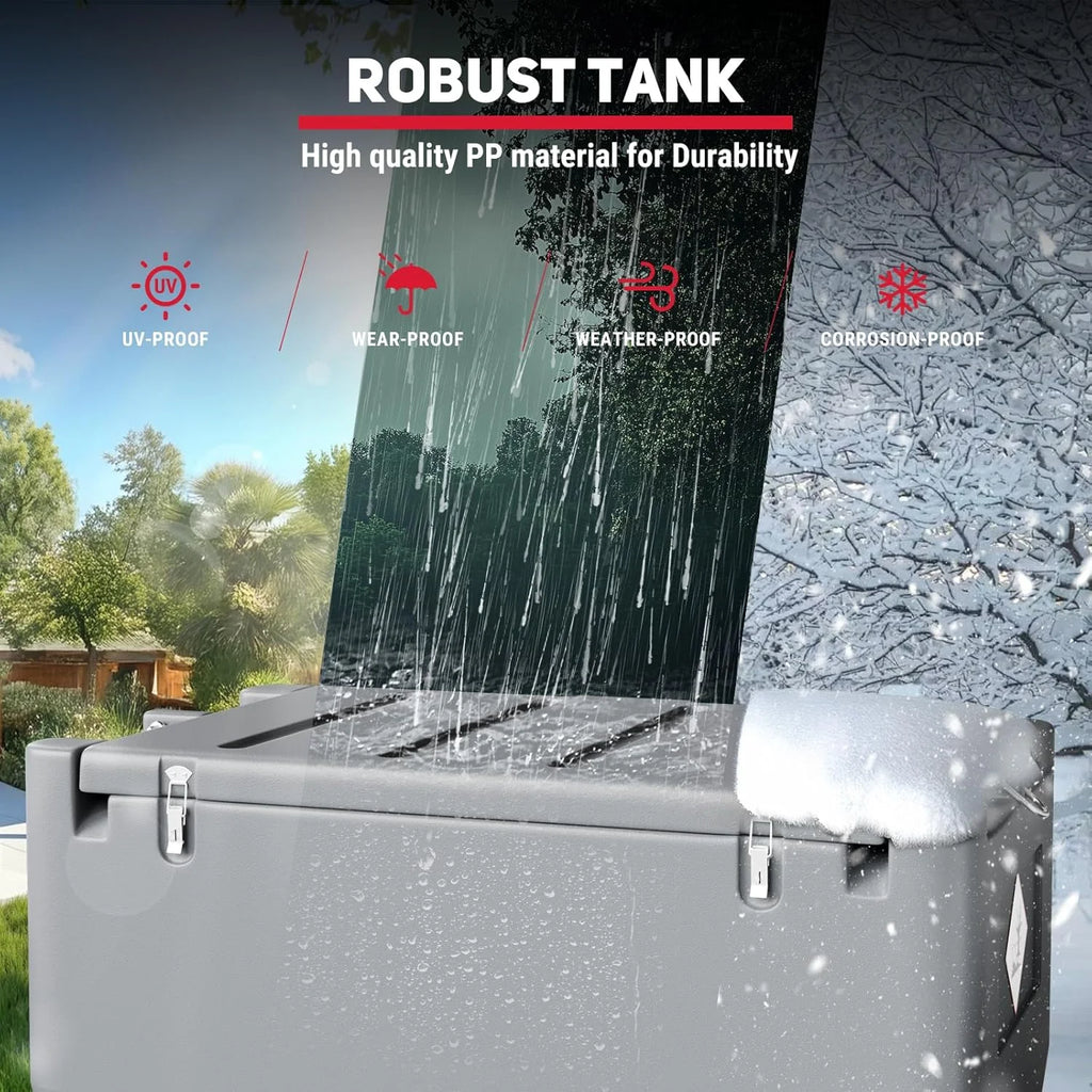 2026 NewFuel Transfer Tank, 50 Gallon for Gasoline & Diesel, Gas Tank with 10.6 GPM Fast Flow Rate 12V DC Transfer Pump,13.1 ft Power Cord Portable Gas Tank, Red