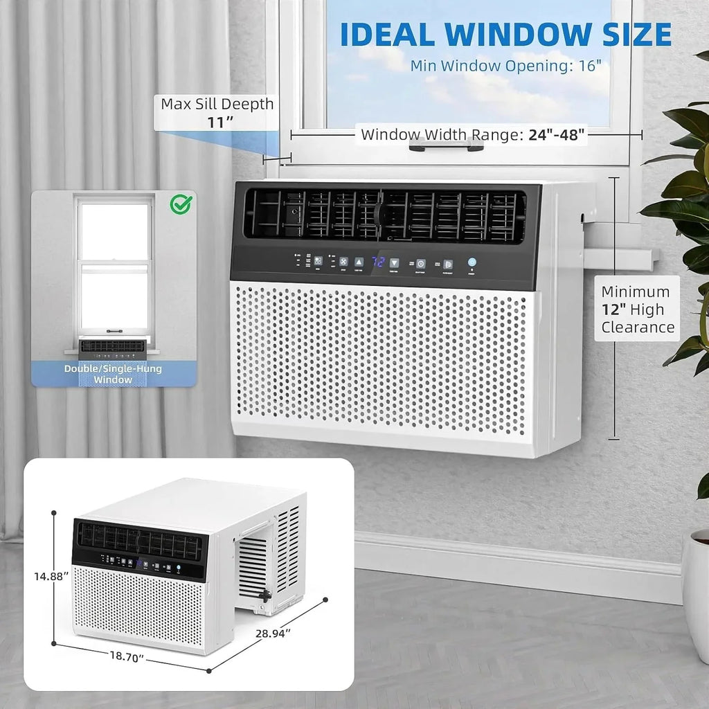 2026 NewAntarctic Star 12,000 BTU U-shaped window air conditioner, cools rooms up to 550 square feet with 6 modes, 24-hour timer, ultra-quiet window air conditioner
