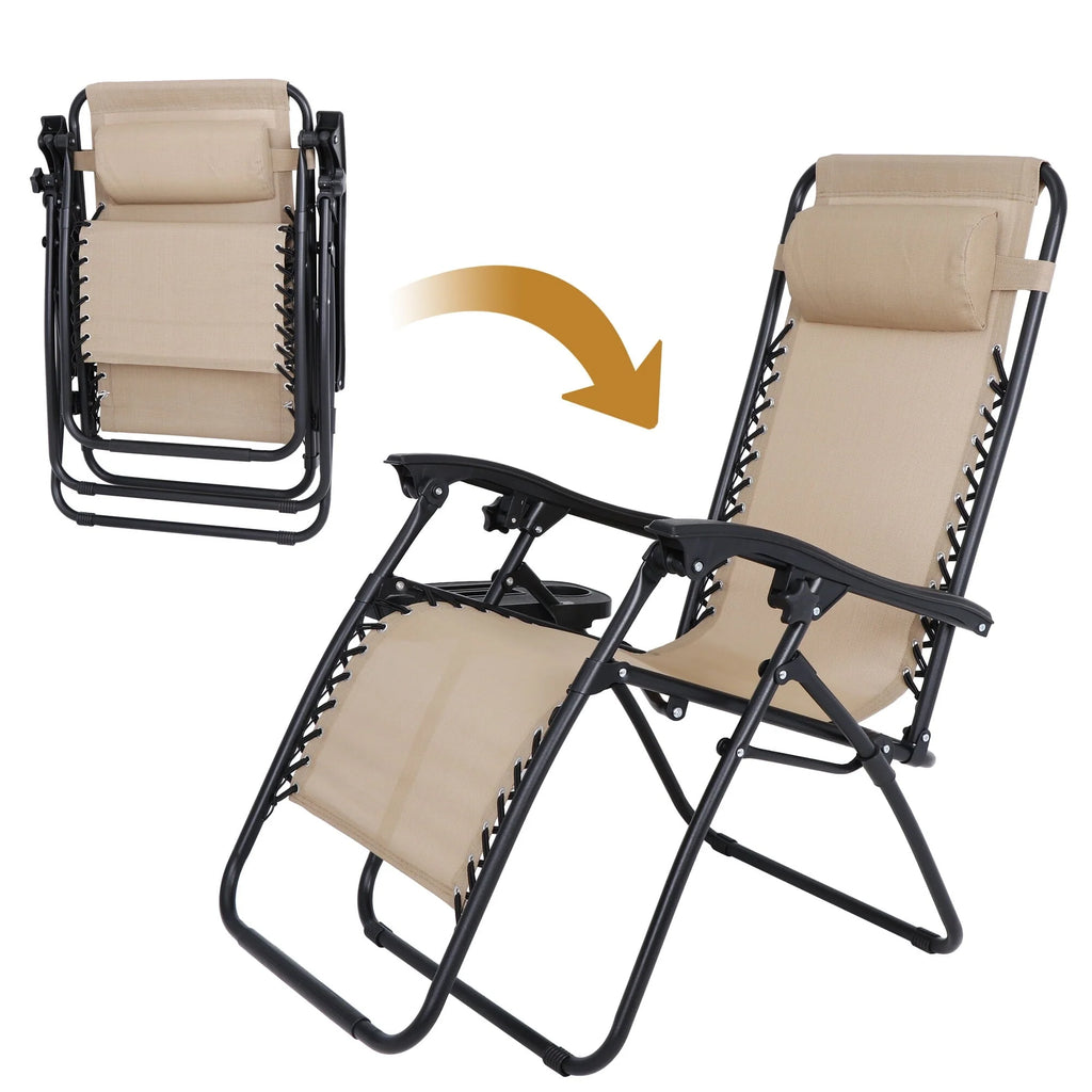 2026 NewHomGarden 2 Pack Steel Zero-Gravity Chair - Beige