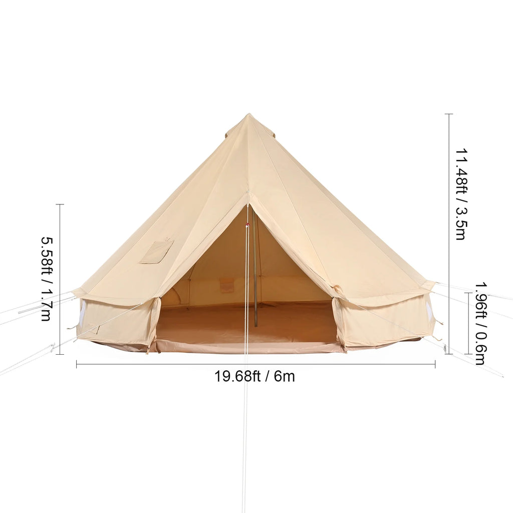 2026 NewKFFKFF Canvas Bell Tent 6m/19.68ft 4-Season Camping Yurt Tent with Stove Jack