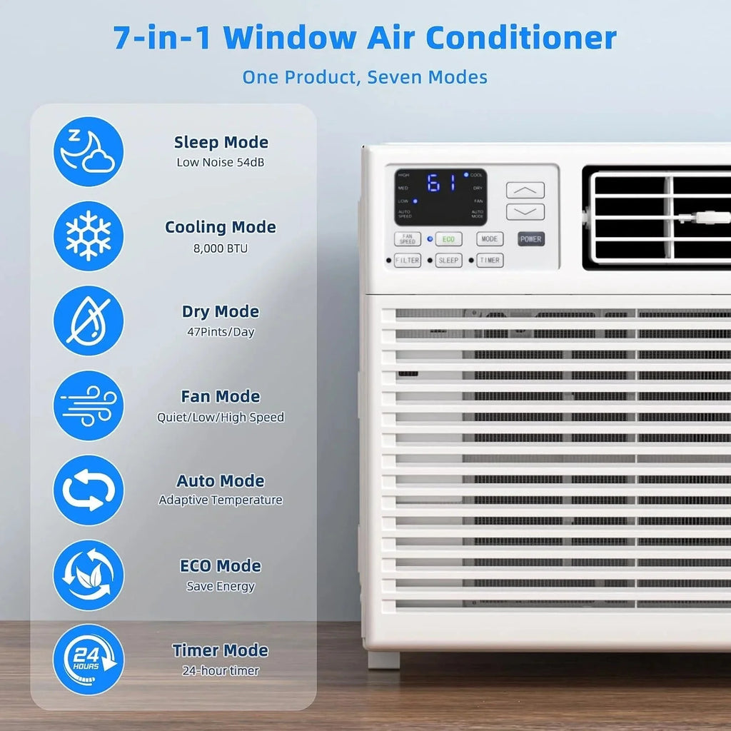 2026 NewAntarctic Star 12,000 BTU U-shaped window air conditioner, cools rooms up to 550 square feet with 6 modes, 24-hour timer, ultra-quiet window air conditioner