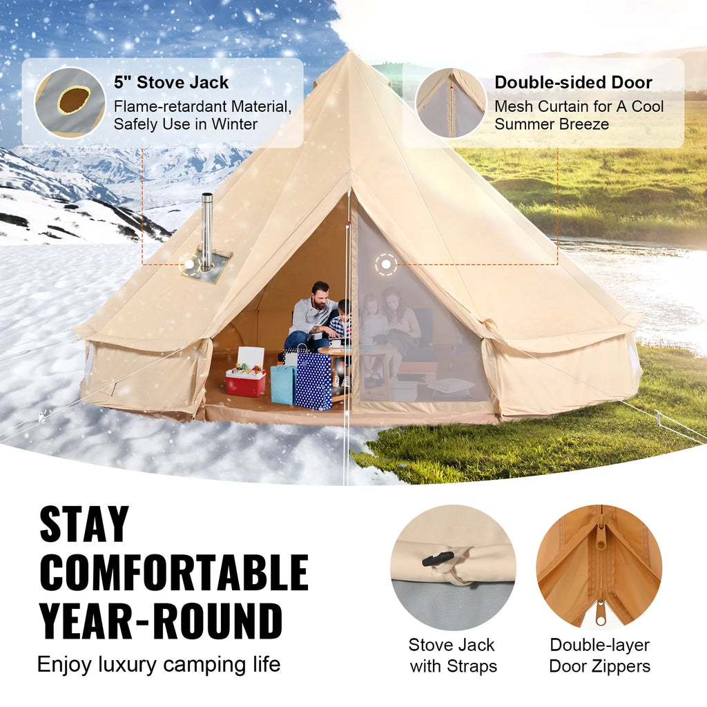 2026 NewKFFKFF Canvas Bell Tent 6m/19.68ft 4-Season Camping Yurt Tent with Stove Jack
