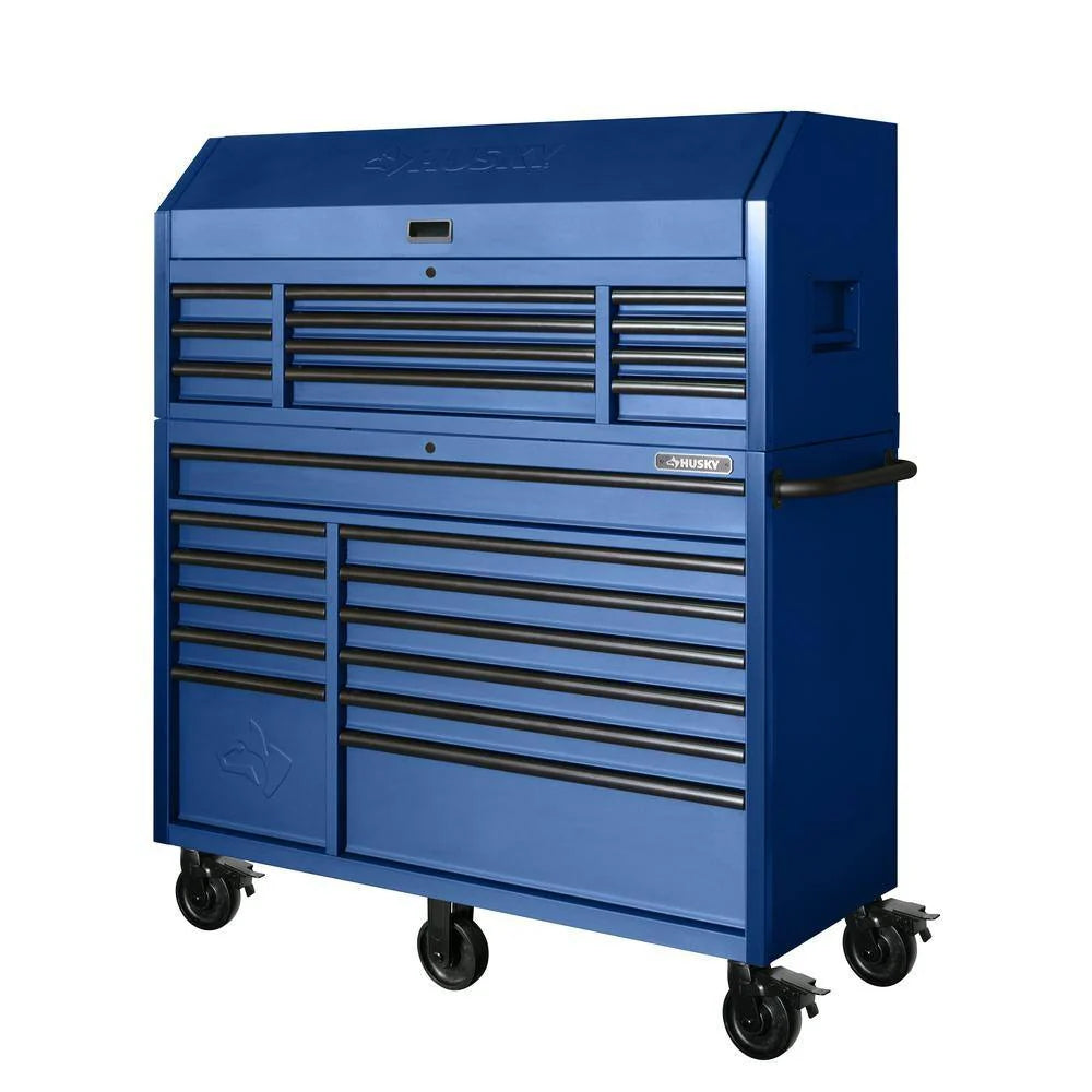 2026 New2025 56 inch W x 22 inch D Heavy-duty combination tool trolley with 23 drawers and tool cabinet in matte blue
