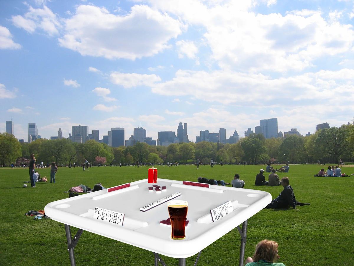 2026 NewBene Casa Foldable Domino Table with Built-In Drink Holders, 38?? x 38??, White