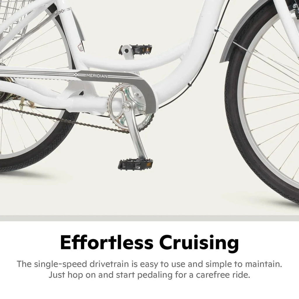 2026 New2025 Schwinn Meridian Adult Tricycle, Men's and Women's Beach Cruiser, 26-inch Wheels, Low Step-Through, Wide Saddle, Folding Rear Basket.