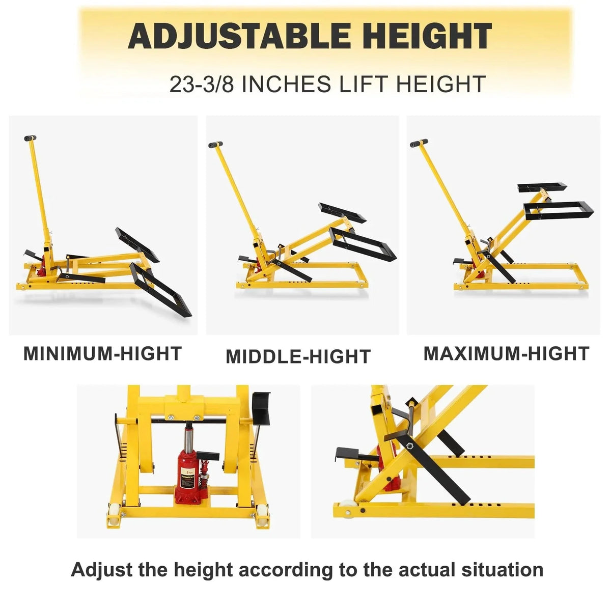2026 NewLawn mower lift with hydraulic jack, 66 cm (26 inch) lifting height, welded steel construction, lifting capacity 227 kg (500 lbs), for ride-on lawn mowers, tractors and ATVs