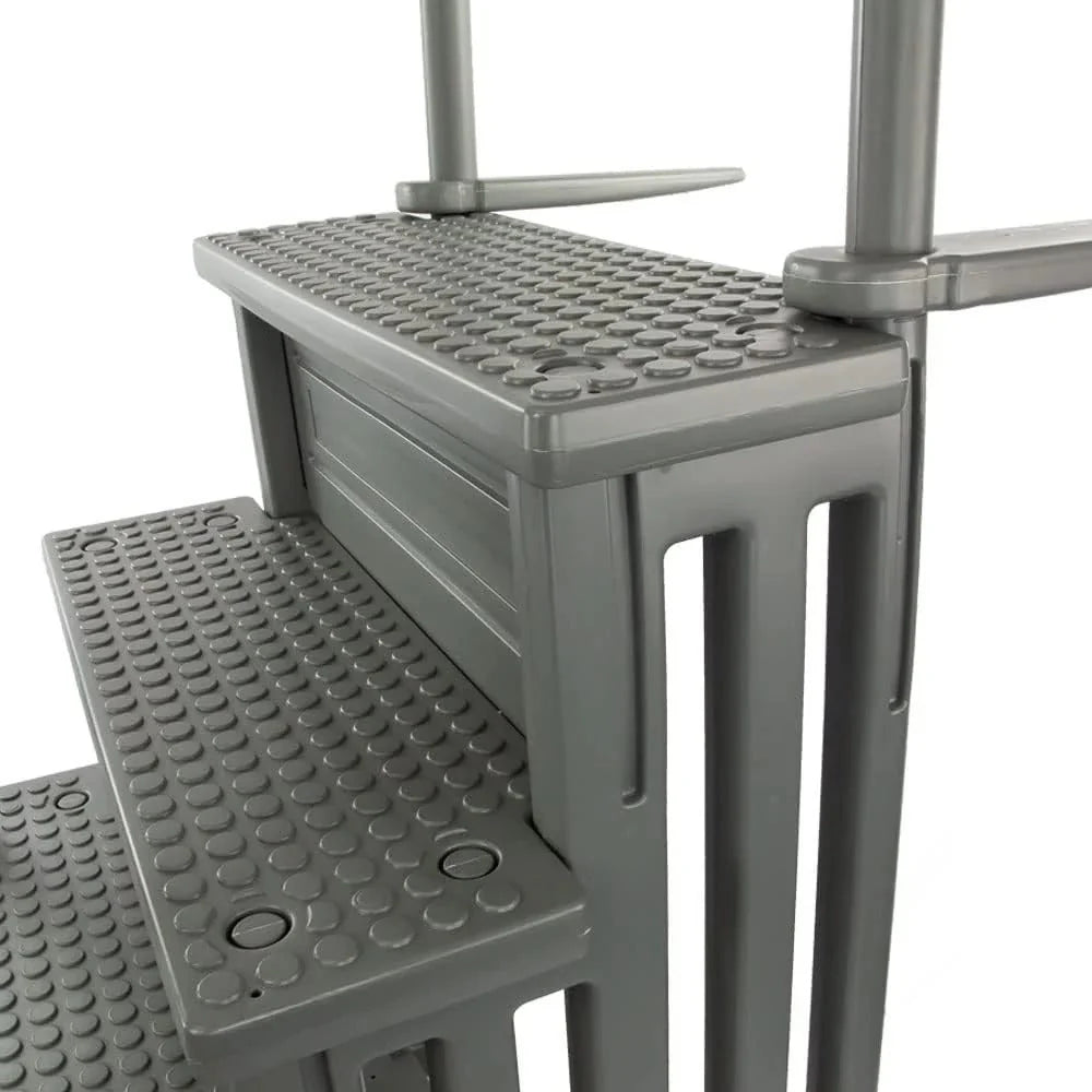 2026 NewNon-slip pool entrance steps | Gray | Suitable for above-ground pools | Can be installed on patios with a height of 122 to 137 cm | Maximum load capacity 136 kg