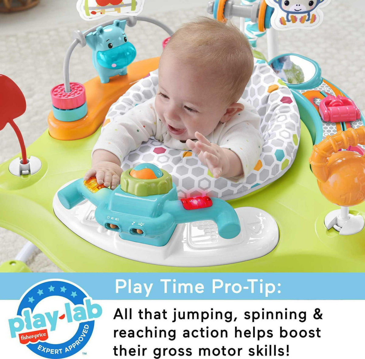 2026 NewFisher-Price Baby Bouncer Fitness Fun Folding Jumperoo Infant Activity Center with Lights &amp; Music. Unisex