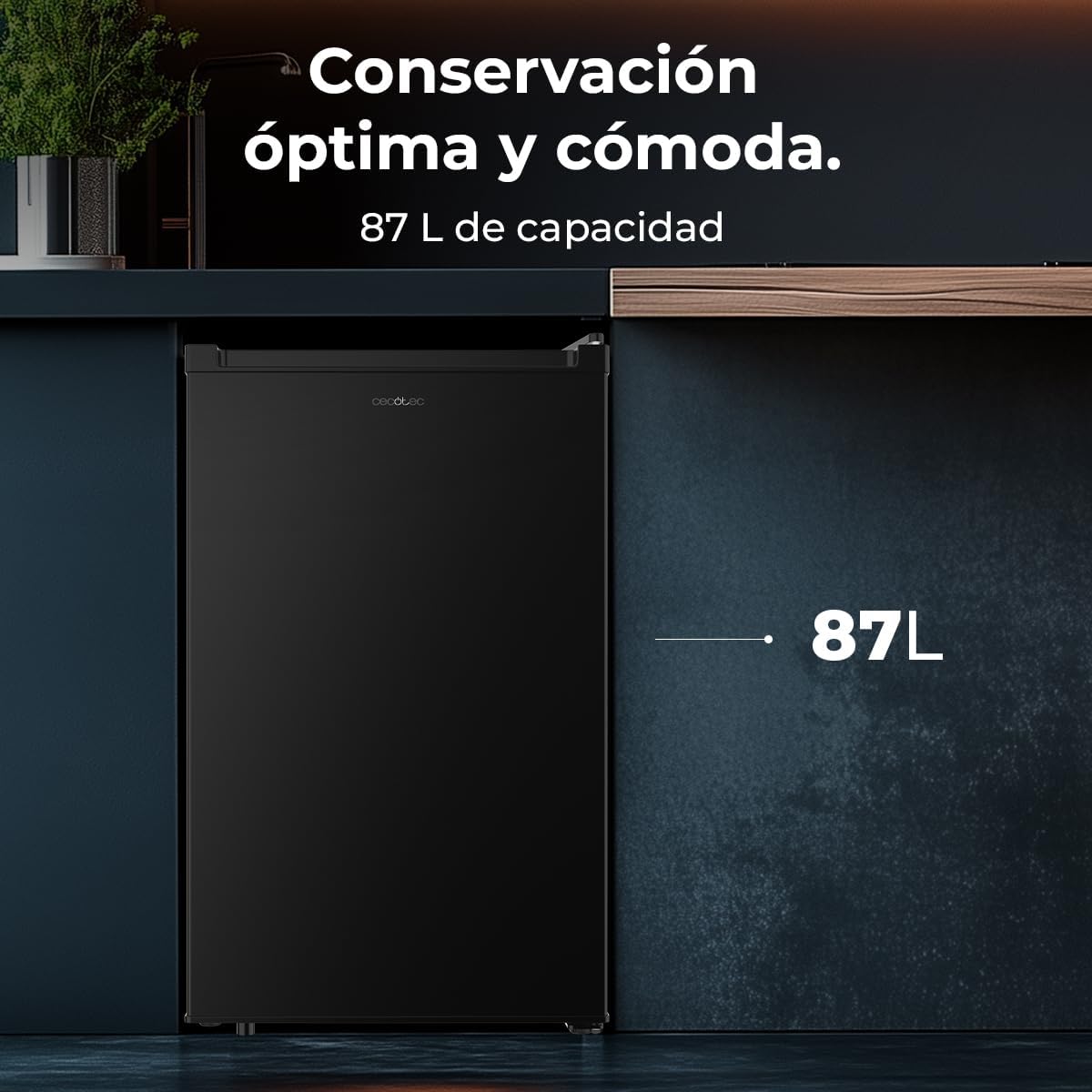 2026 Cecotec Congelador Vertical Sobremesa 87L Bolero CoolMarket TF 87 Black. 83,6 cm de Altura y 50,6 cm de Ancho, Bajo Consumo, Puerta Plana y Reversible, Diseño Compacto, Blanco