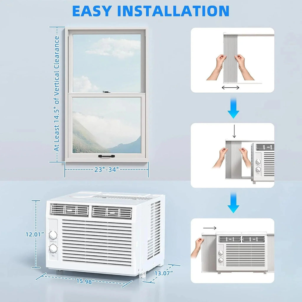 2026 NewAntarctic Star 12,000 BTU U-shaped window air conditioner, cools rooms up to 550 square feet with 6 modes, 24-hour timer, ultra-quiet window air conditioner