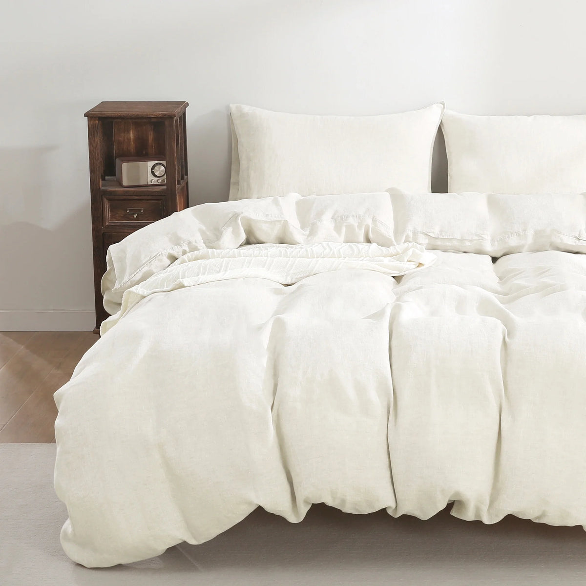 2026 New100% Pure Linen Duvet Cover with Button Closure and Corner Ties Soft & Breathable - Natural Full/Queen