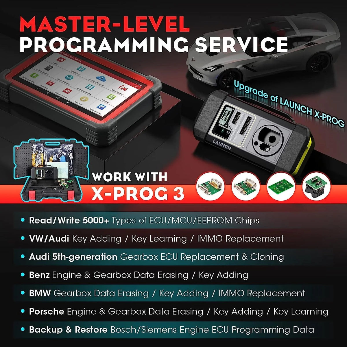 2026 NewLAUNCH X431 IMMO Elite Key Programming Car Diagnostic Scan Tool with X-PROG3 Key Programmer, ECU Clone/match, CANFD&DOIP, 39+ Services  2 Years Free Update