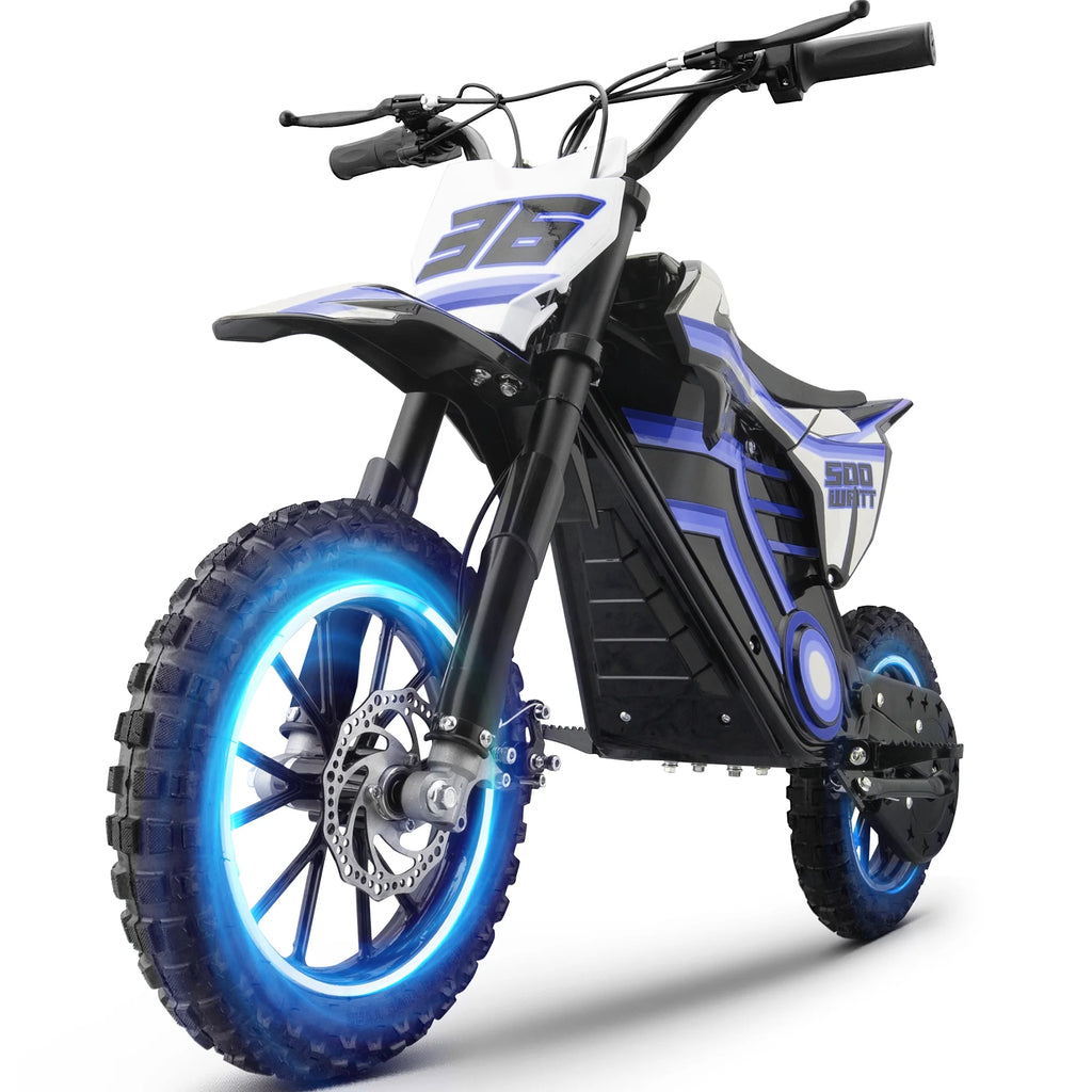 2026 NewQEASET electric dirt bike, 500W kids dirt bike for Boys Girls Age 8-14, Blue