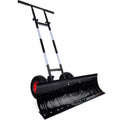2026 NewBest Choice Products 36in Galvanized Blade Hand Snow Pusher w/ 2 Wheels, Adjustable Handle, Blade Angle - Black