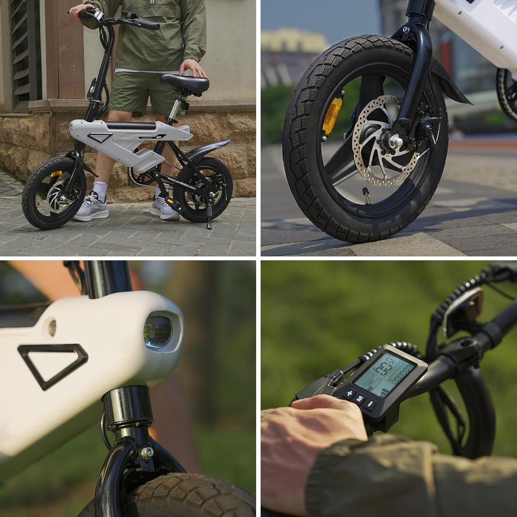 2026 Bicicleta eléctrica plegable de 14", eBike con motor de 250W de alta velocidad, batería de iones de litio 36V-6.4AH, pantalla LCD inteligente, bicicleta eléctrica de ciudad, 3 modos, unisex