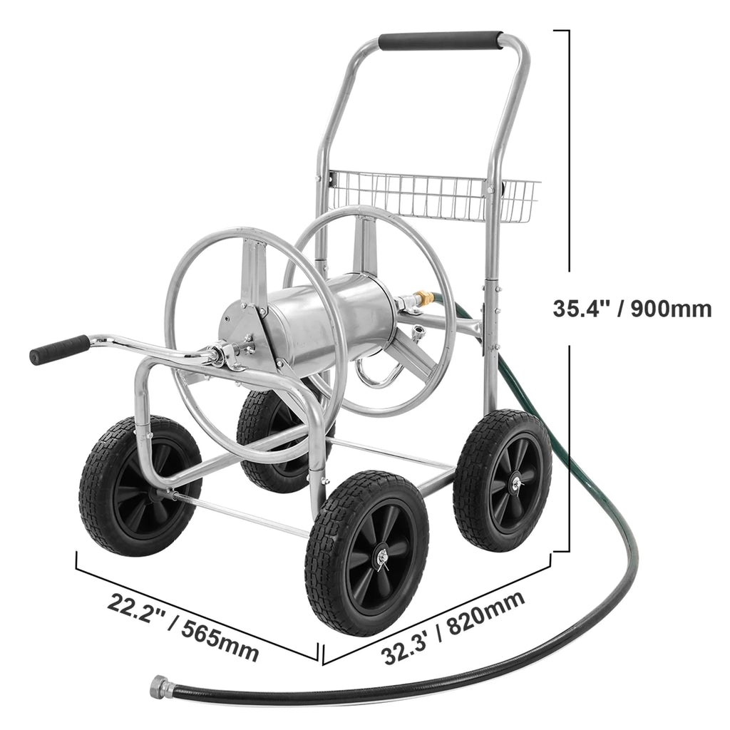 2026 NewVEVOR Hose Reel Cart, Hold Up to 250 ft of 5/8???? Hose, Garden Water Hose Carts Mobile Tools with 4 Wheels, Heavy Duty Powder-coated Steel Outdoor Planting with Storage Basket, for Garden, Yard, Lawn