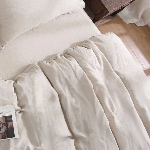 2026 New100% Pure Linen Duvet Cover with Button Closure and Corner Ties Soft & Breathable - Natural Full/Queen