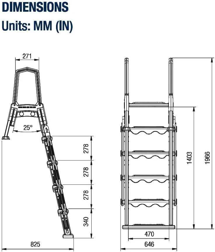 2026 NewNon-slip pool entrance steps | Gray | Suitable for above-ground pools | Can be installed on patios with a height of 122 to 137 cm | Maximum load capacity 136 kg