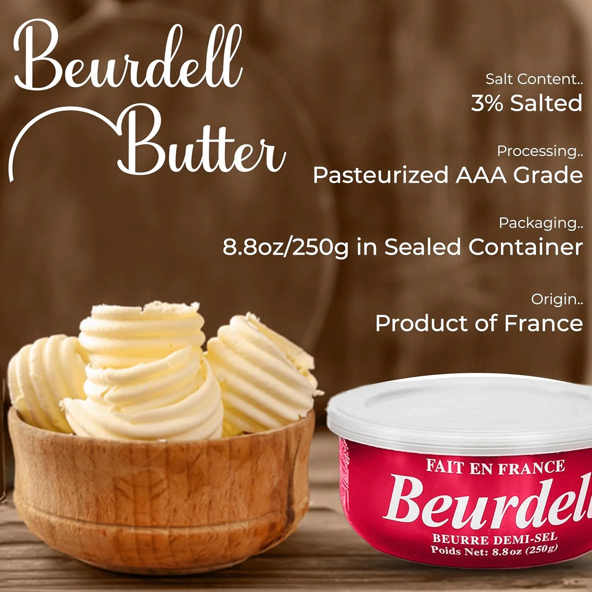 2026 NewBeurdell Canned French Butter �C 100% Natural Salted Pasteurized Real Butter | Long Shelf Life Emergency Survival Food | Great for Cooking, Baking, RV & Camping | Pull Top Lid | Pack of 24 | France