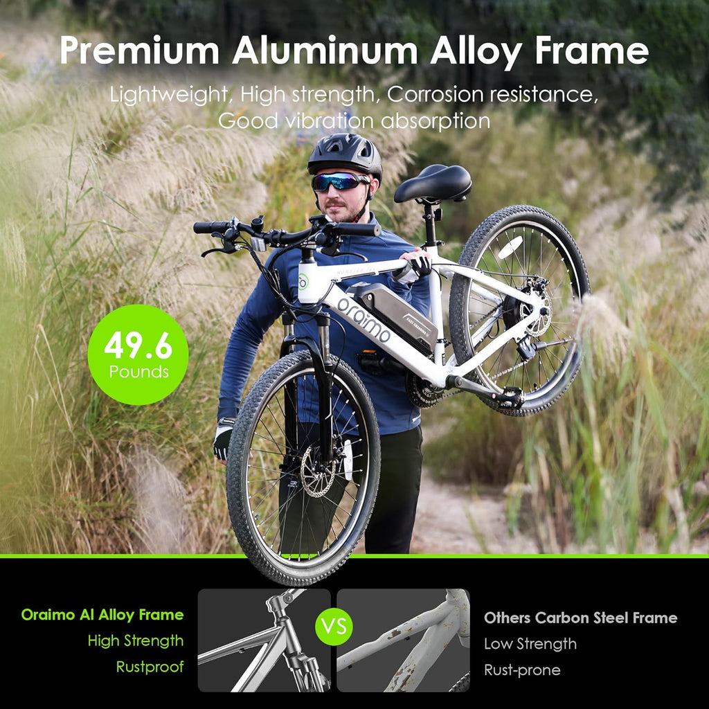 2026 Bicicleta eléctrica todoterreno para adultos Oraimo Monster 100 – Motor BAFANG 350W (pico 500W)