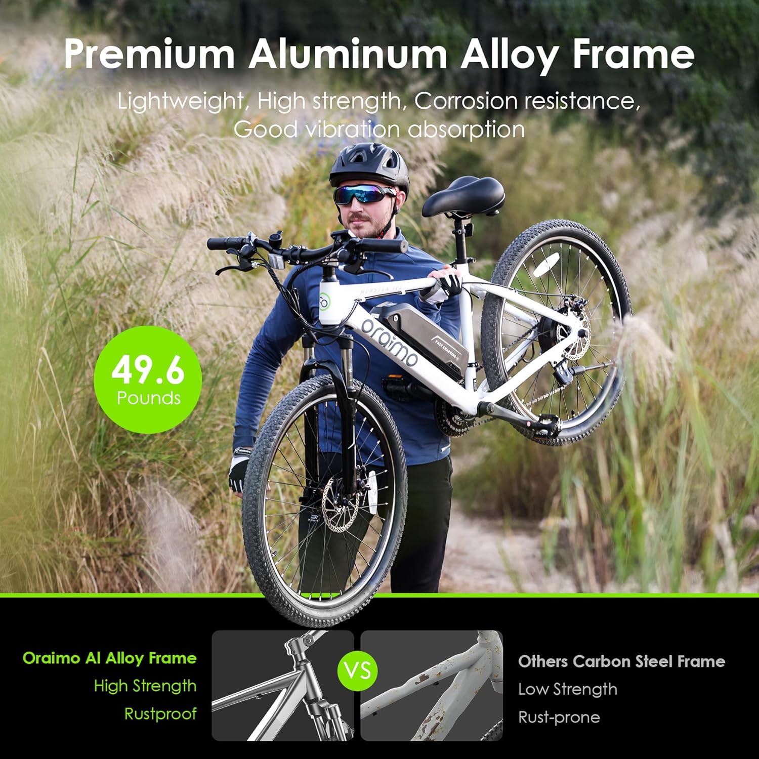 2026 Bicicleta eléctrica todoterreno para adultos Oraimo Monster 100 – Motor BAFANG 350W (pico 500W)