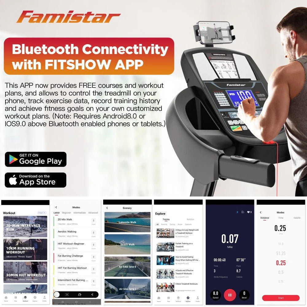 2026 NewFamistar Folding Treadmill for Home with 15 Levels Auto Incline, 300LB Capcity, 10MPH Fast Speed Controls
