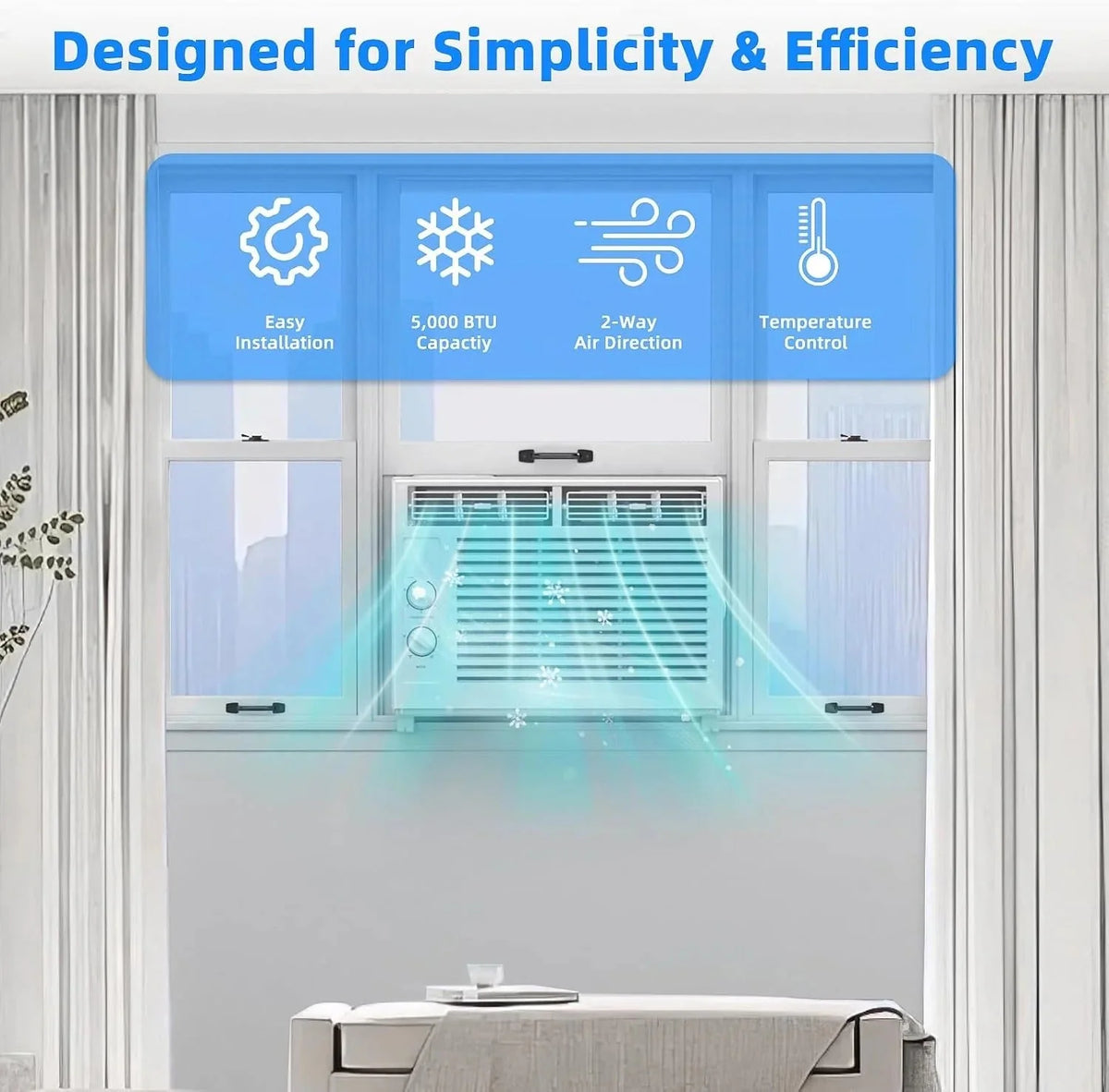 2026 NewAntarctic Star 12,000 BTU U-shaped window air conditioner, cools rooms up to 550 square feet with 6 modes, 24-hour timer, ultra-quiet window air conditioner