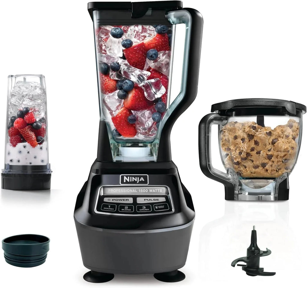 2026 NewNinja Mega Kitchen System, 1500 Watt Stand Mixer (2.1 Liters) and Food Processor (8 Cups) with (2) 473 ml Takeaway Cups
