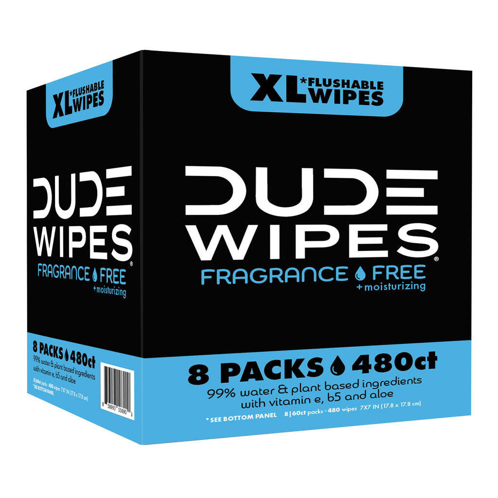 2026 NewDUDE Wipes Fragrance-Free + Moisturizing XL Flushable Wipes, 480 Wipes