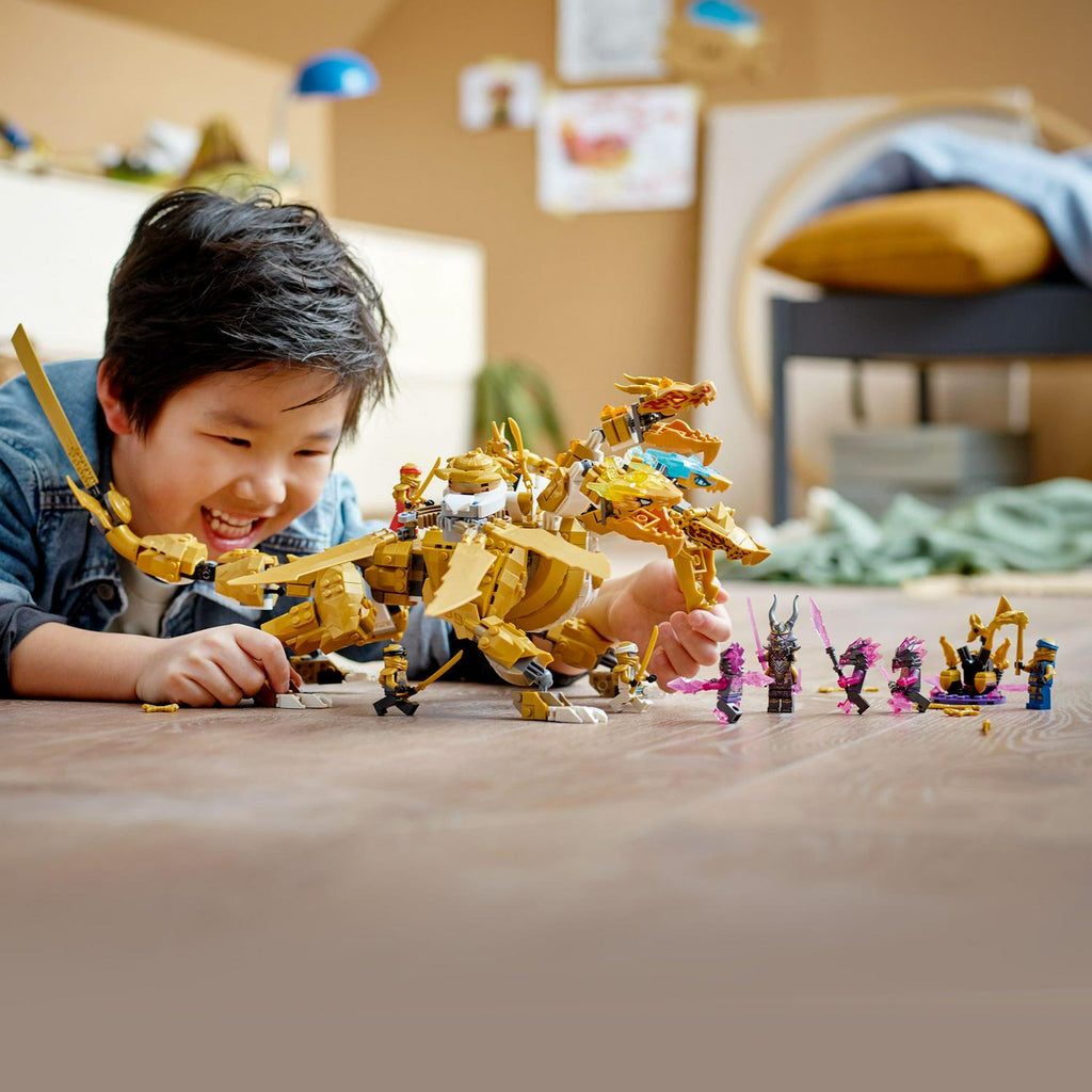 2026 NewLEGO NINJAGO Lloyd's Golden Ultra Dragon Toy for Kids. 71774 Large 4 Headed Action Figure with Blade Wings plus 9 Minifigures