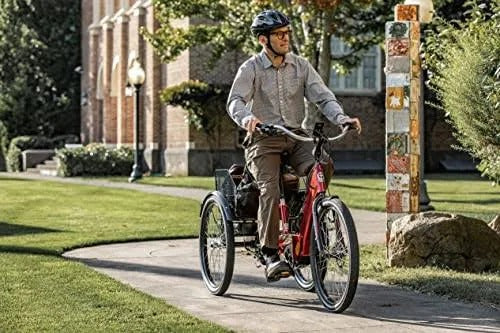 2026 New2025 Schwinn Meridian Adult Tricycle, Men's and Women's Beach Cruiser, 26-inch Wheels, Low Step-Through, Wide Saddle, Folding Rear Basket.