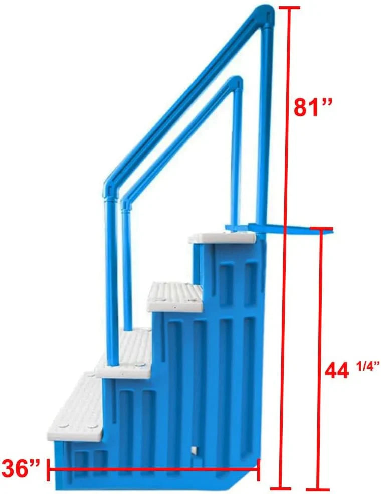 2026 NewNon-slip pool entrance steps | Gray | Suitable for above-ground pools | Can be installed on patios with a height of 122 to 137 cm | Maximum load capacity 136 kg