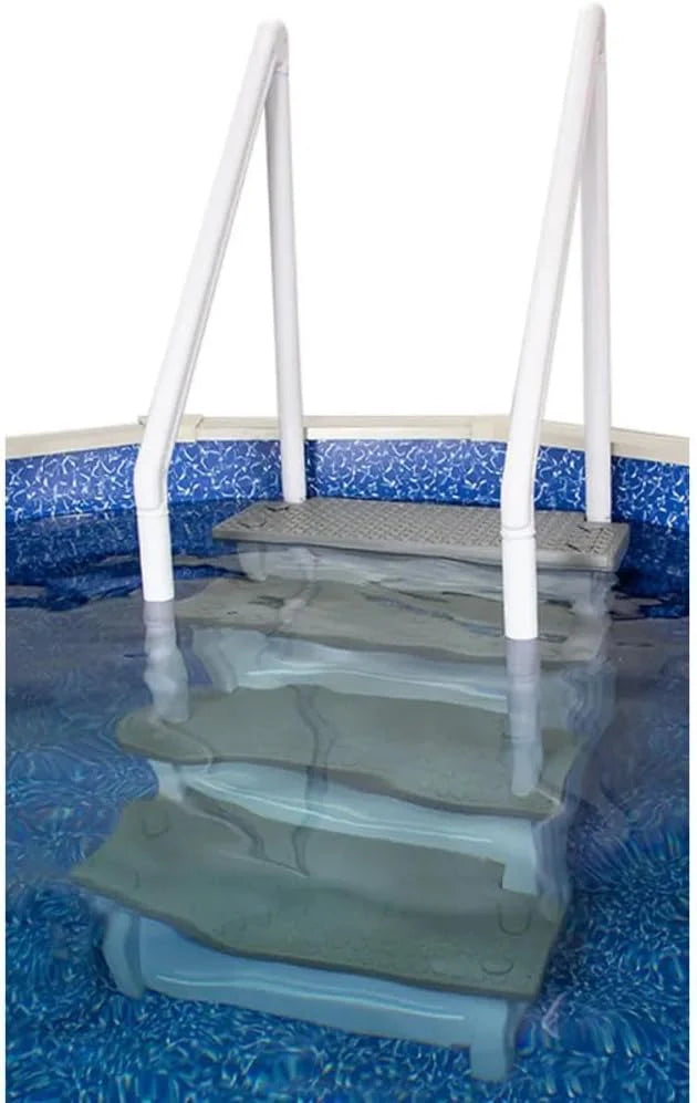 2026 NewNon-slip pool entrance steps | Gray | Suitable for above-ground pools | Can be installed on patios with a height of 122 to 137 cm | Maximum load capacity 136 kg