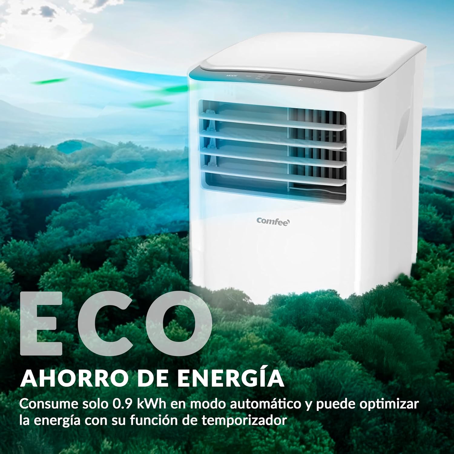 2026 COMFEE Pingüino Aire Acondicionado Portátil 8000 BTU / 2000 Frigorías – Climatizador sin unidad exterior – Enfriador Silencioso Bajo Consumo con Kit de Ventana | 3x1 Refrigera, Ventila y Deshumidifica