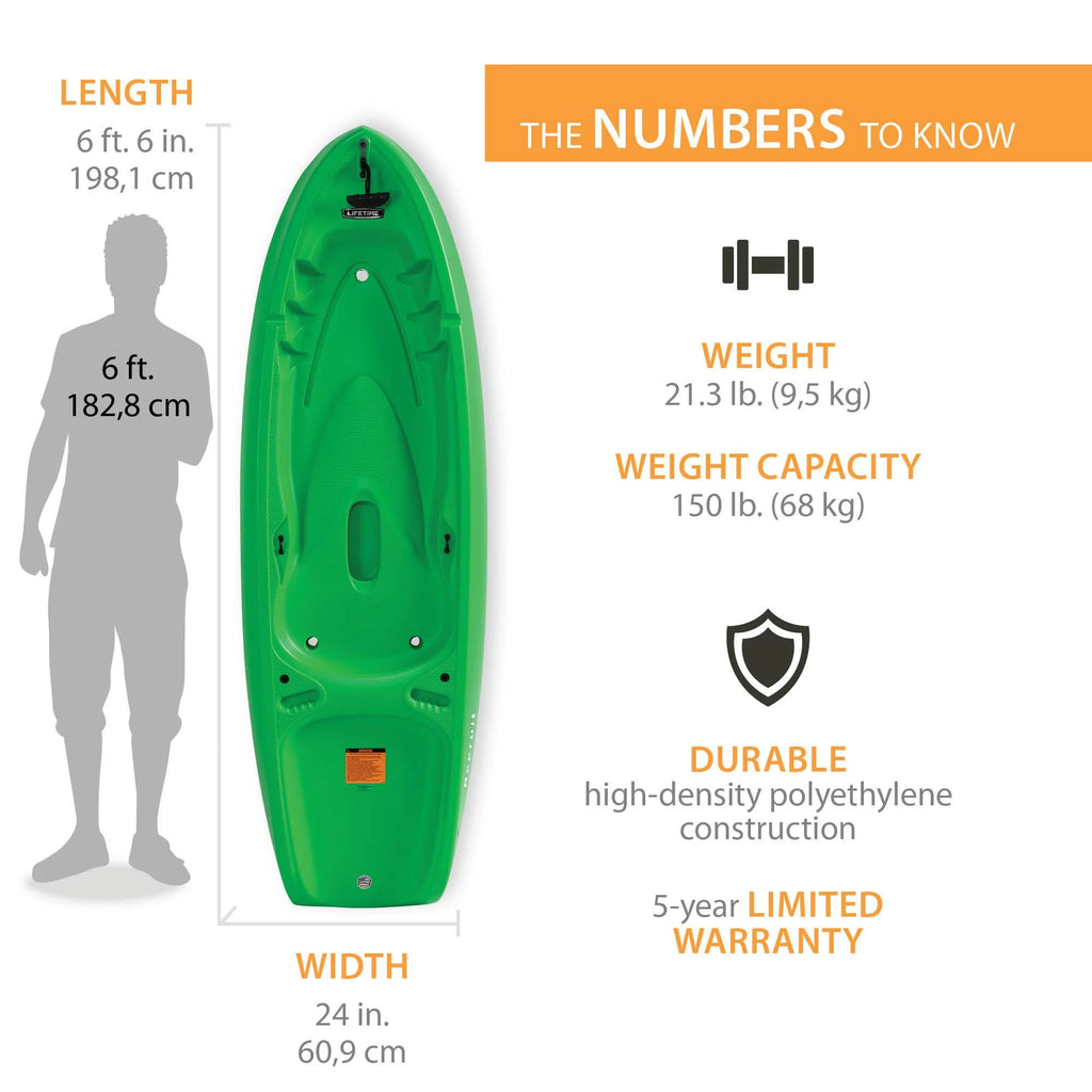 2026 NewLifetime Recruit 6.5 ft Youth Sit-on-Top Kayak, Lime Green (90765)