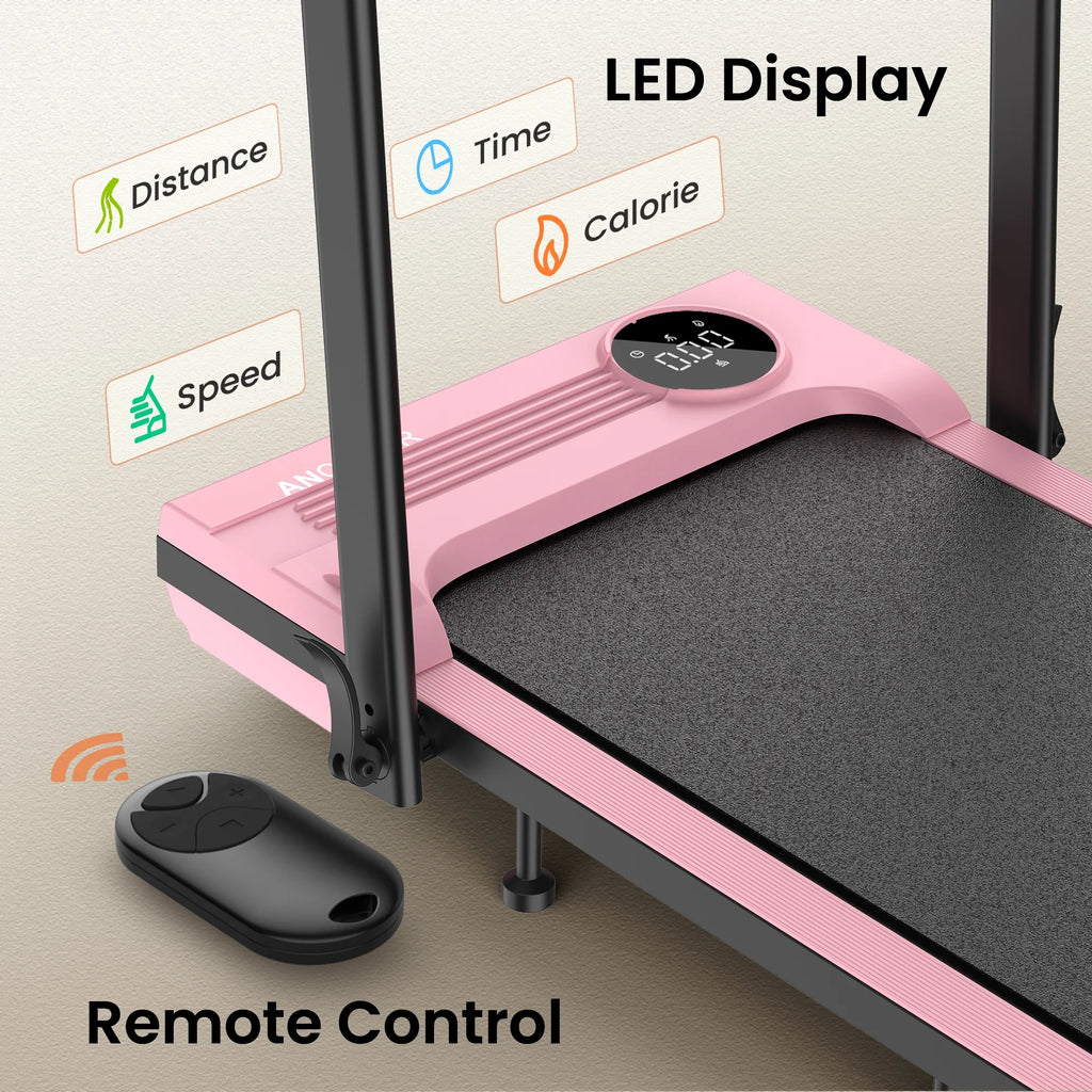 2026 NewANCHEER Portable Folding Walking Pad 300lb, 7.5 MPH Under Desk Treadmill with Remote Control & LED Display,2 in 1 Walking Pad Treadmill for Home/Office/Exercise(Pink)