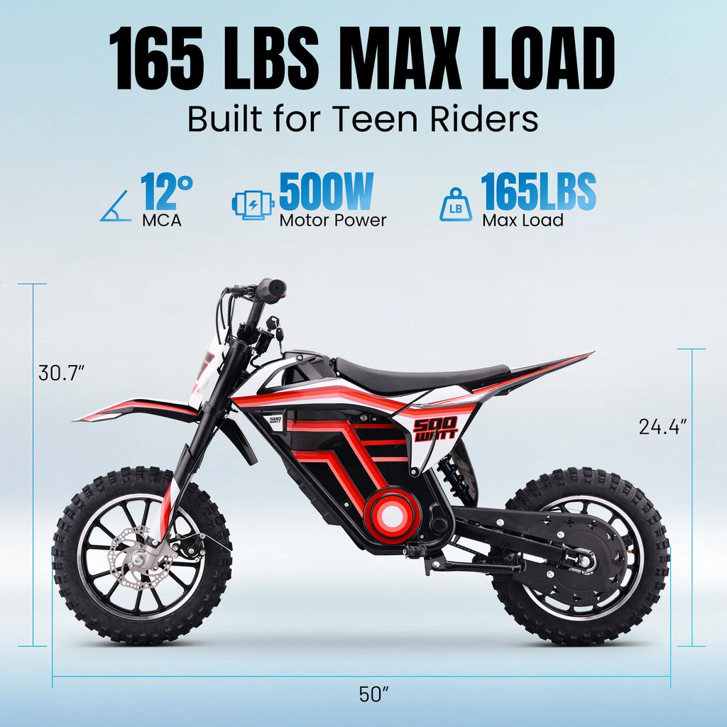2026 NewQEASET electric dirt bike, 500W kids dirt bike for Boys Girls Age 8-14, Blue