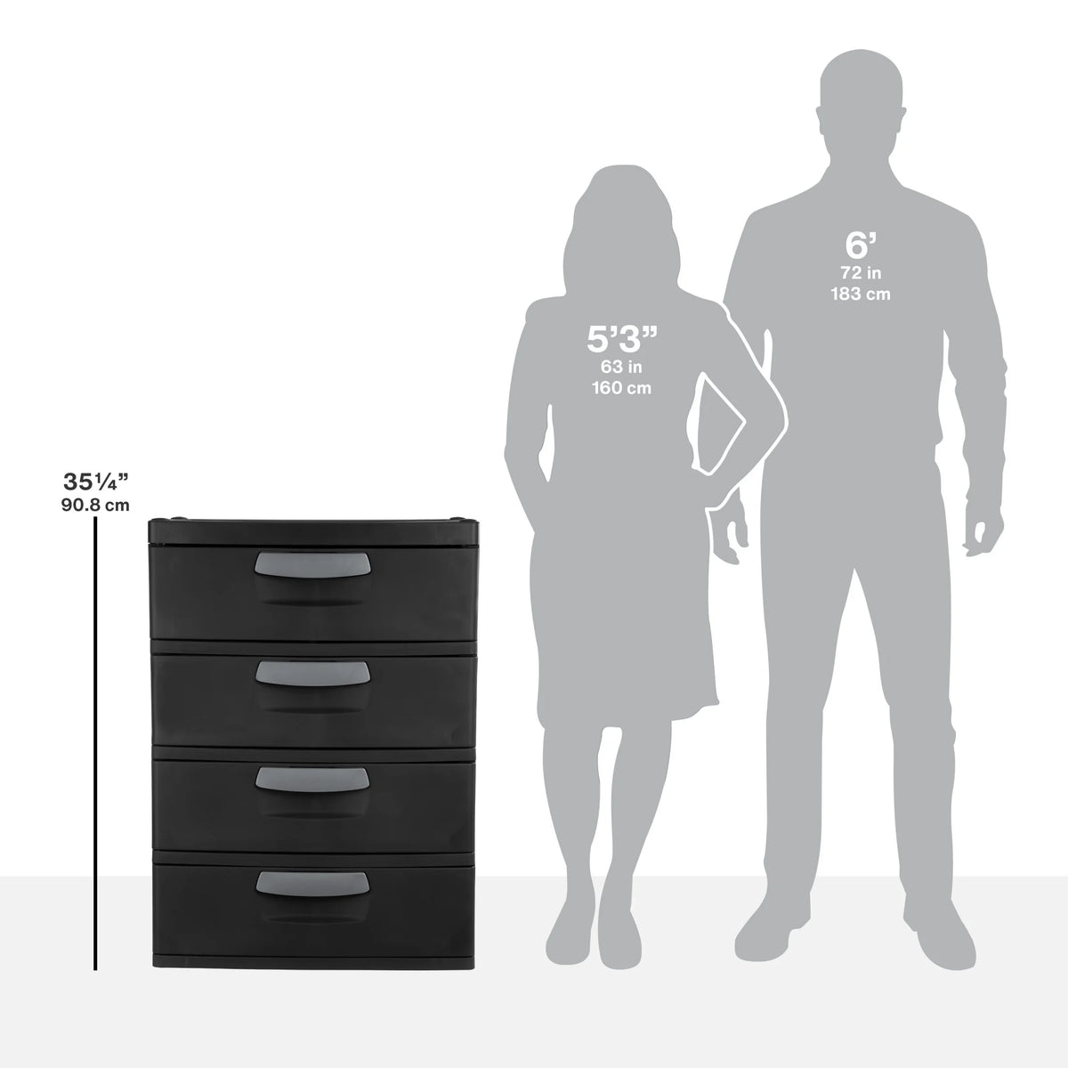 2026 NewSterilite 4 Drawer Unit, Durable Plastic Storage Solution for Garages and Basements, Dark Gray