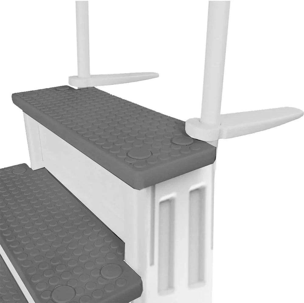 2026 NewNon-slip pool entrance steps | Gray | Suitable for above-ground pools | Can be installed on patios with a height of 122 to 137 cm | Maximum load capacity 136 kg