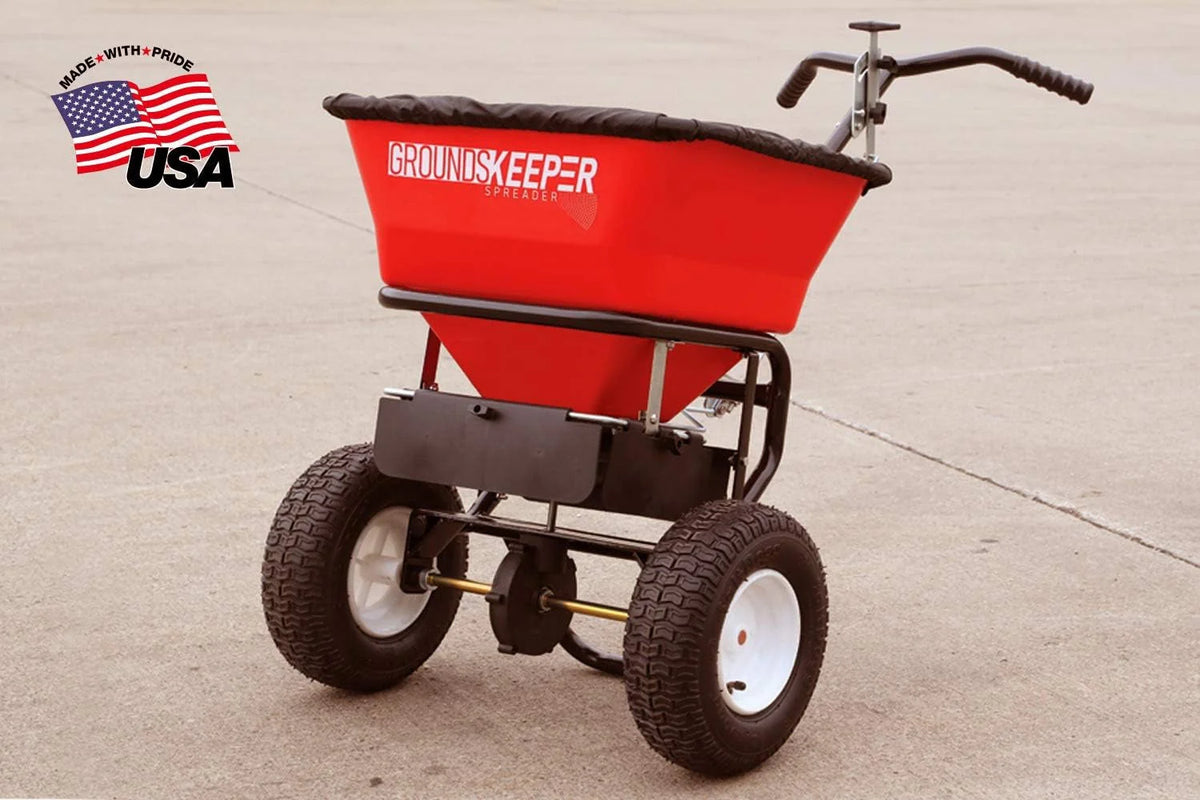 2026 NewMulti-purpose push-along spreader, 100 lb capacity, versatile tool for lawn seed, salt, de-icer, fertilizer and seeds
