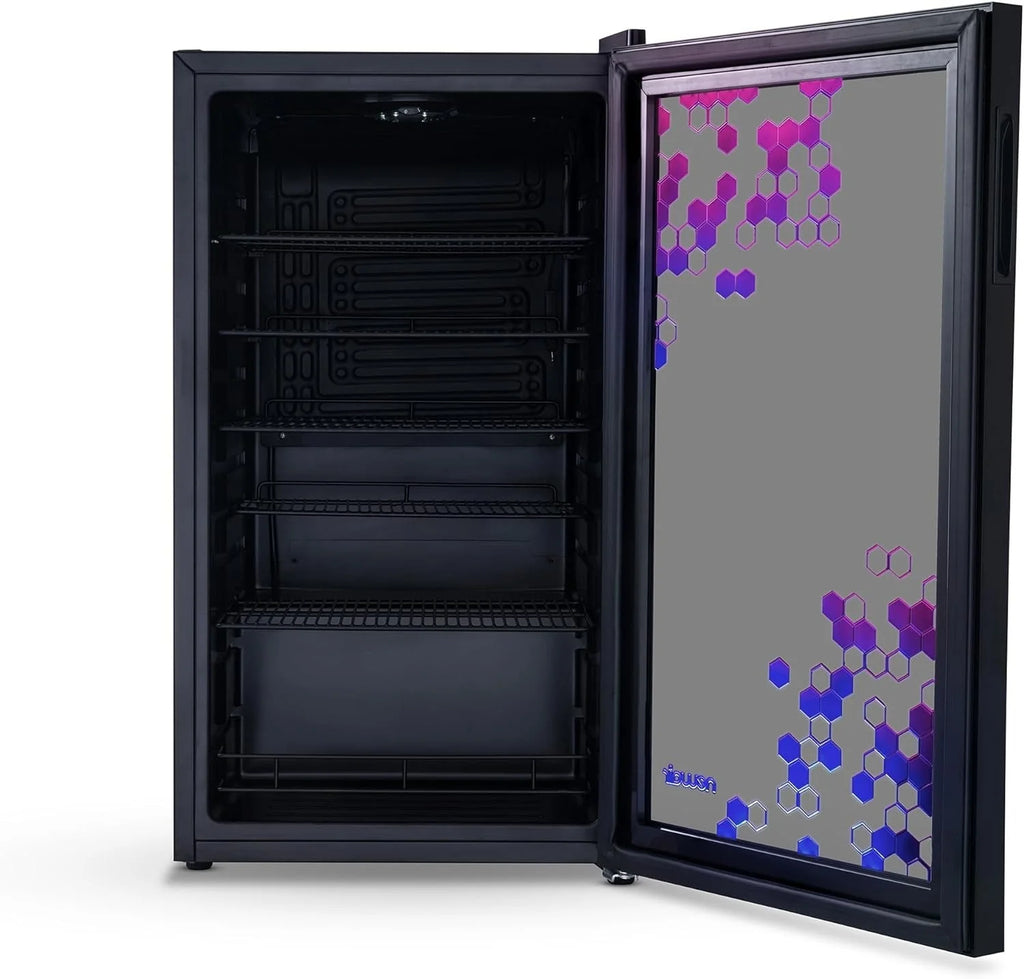 2026 NewBeverage Refrigerator Cooler | 126 Cans Free Standing with Right Hinge Glass Door | Mini Fridge Beverage Organizer Perfect For Beer, Wine, Soda, And Cooler Drinks