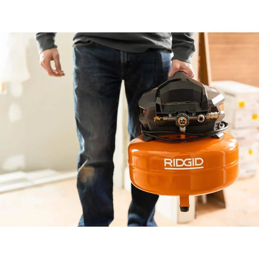 2026 NewPortable electric flat compressor (6 gallons) with 18GA brad nailer, 16GA straight nailer and 18GA stapler R69603FK