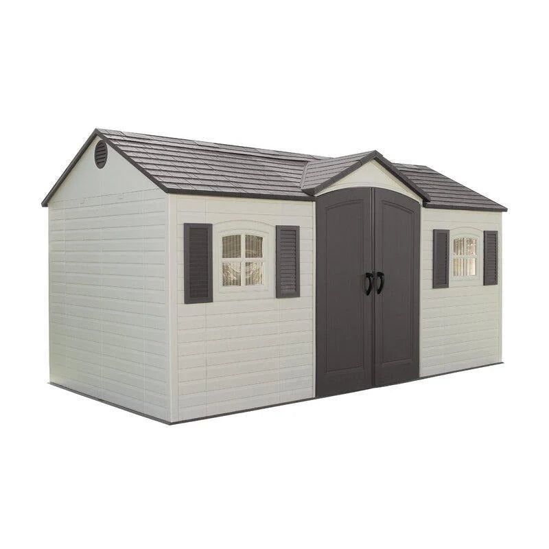 2026 New2025 Side entrance, 4.57 m W x 2.44 m D, plastic tool shed